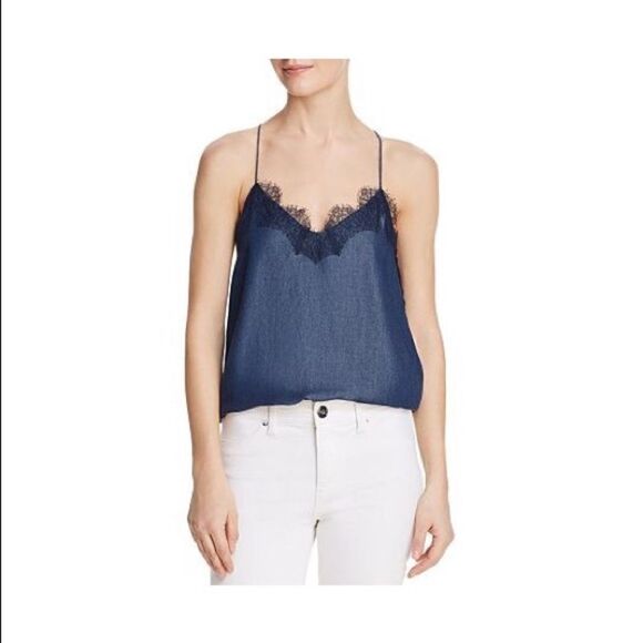 Cami NYC-Chambray Cami Top with Lace Trim - Picture 2 of 6